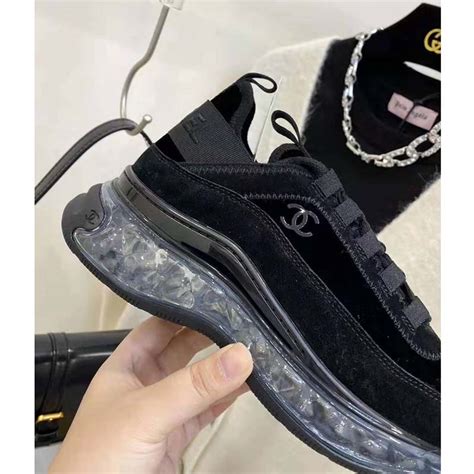 chanel sneakers womens black|chanel female sneakers.